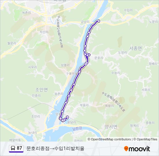 87 버스 노선 지도