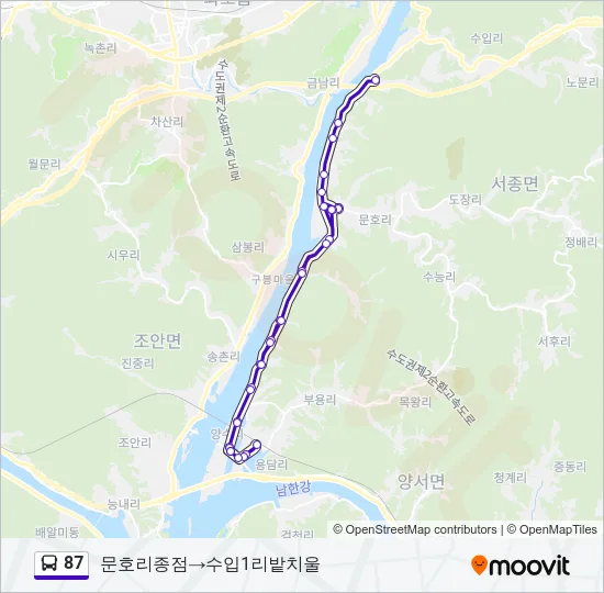 87 버스 노선 지도