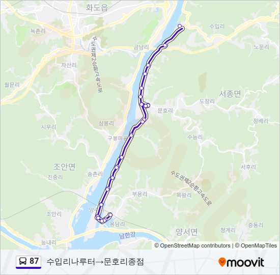 87 버스 노선 지도