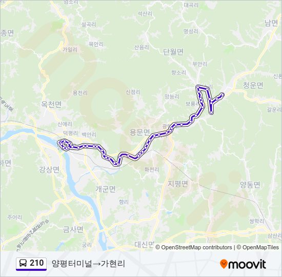 210 버스 노선 지도