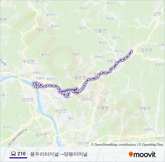 210 버스 노선 지도