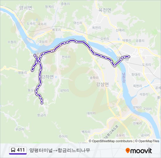 411 버스 노선 지도