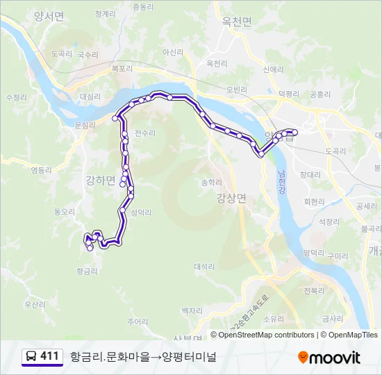 411 버스 노선 지도