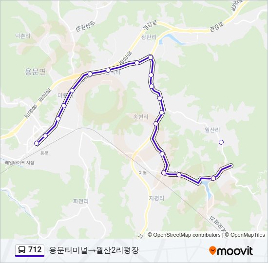 712 버스 노선 지도