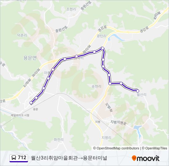 712 버스 노선 지도