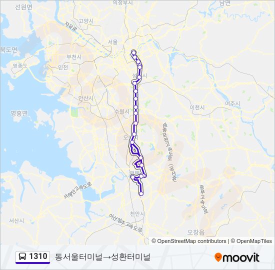 1310 버스 노선 지도