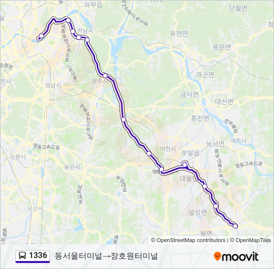 1336 버스 노선 지도