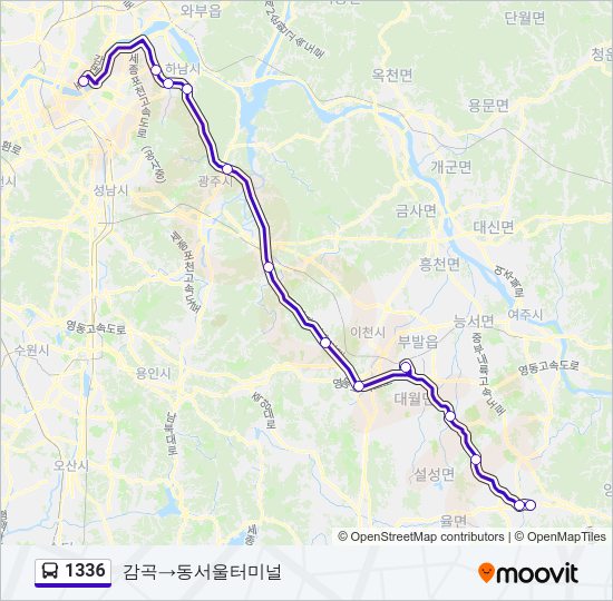 1336 버스 노선 지도