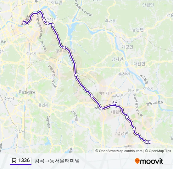 1336 버스 노선 지도