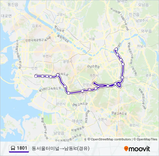 1801 버스 노선 지도