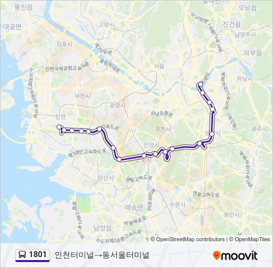 1801 버스 노선 지도