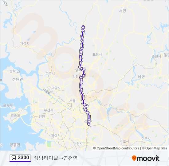 3300 버스 노선 지도