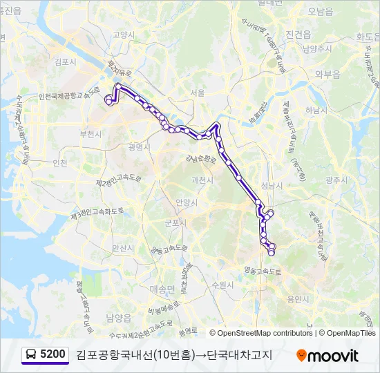 5200 버스 노선 지도