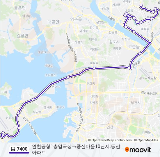 7400 버스 노선 지도
