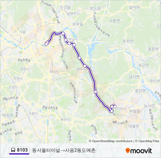 8103 버스 노선 지도