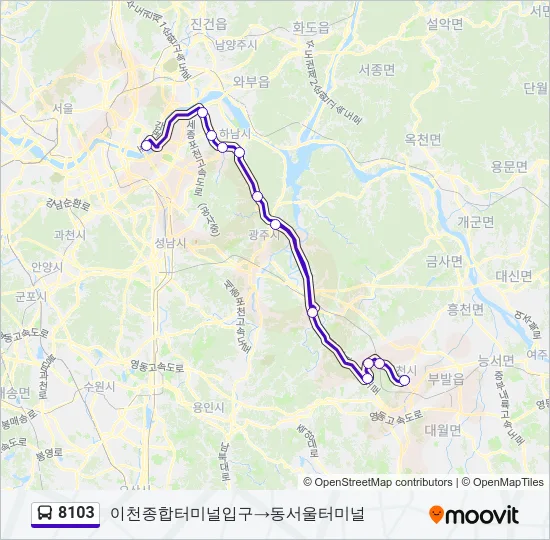 8103 버스 노선 지도