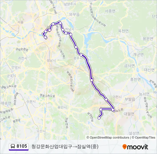 8105 버스 노선 지도