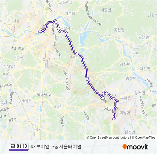 8113 버스 노선 지도