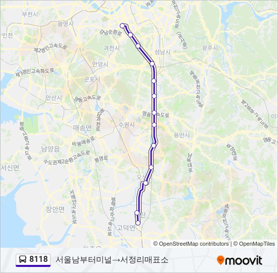 8118 버스 노선 지도
