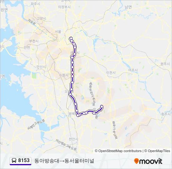 8153 버스 노선 지도