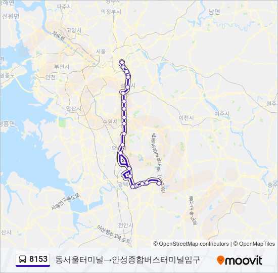 8153 경로: 일정, 정거장 & 지도 - 동서울터미널→안성종합버스터미널입구 (업데이트됨) 8153 경로: 일정, 정거장 & 지도 - 동서울터미널→안성종합버스터미널입구 (업데이트됨)