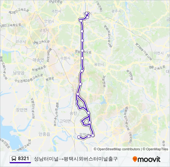 8321 버스 노선 지도