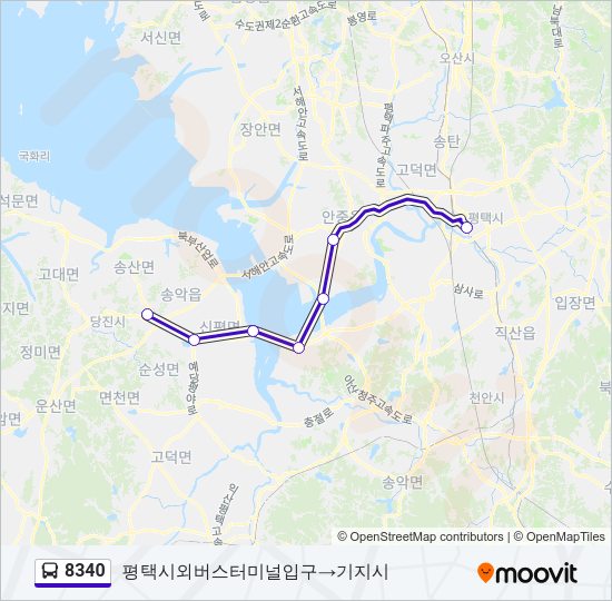 8340 버스 노선 지도