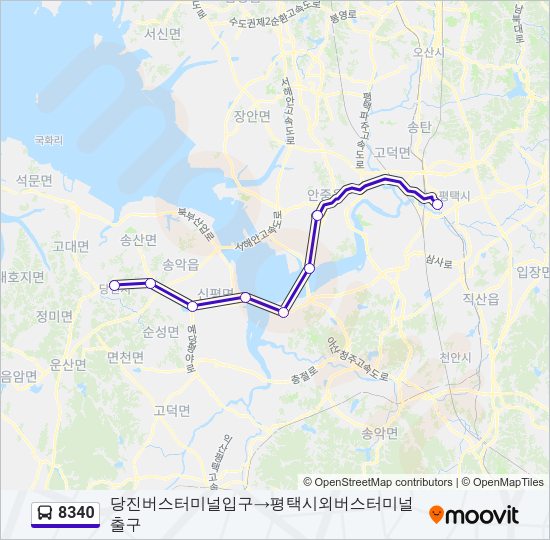 8340 버스 노선 지도