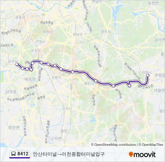 8412 버스 노선 지도