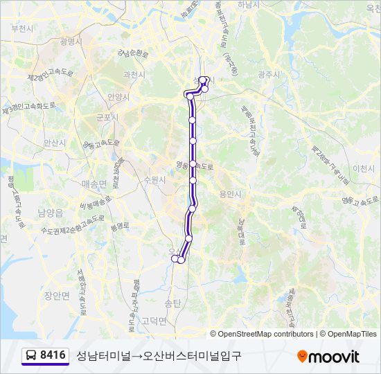 8416 버스 노선 지도