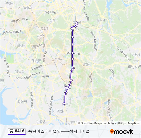 8416 버스 노선 지도