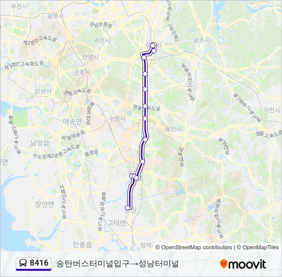 8416 버스 노선 지도