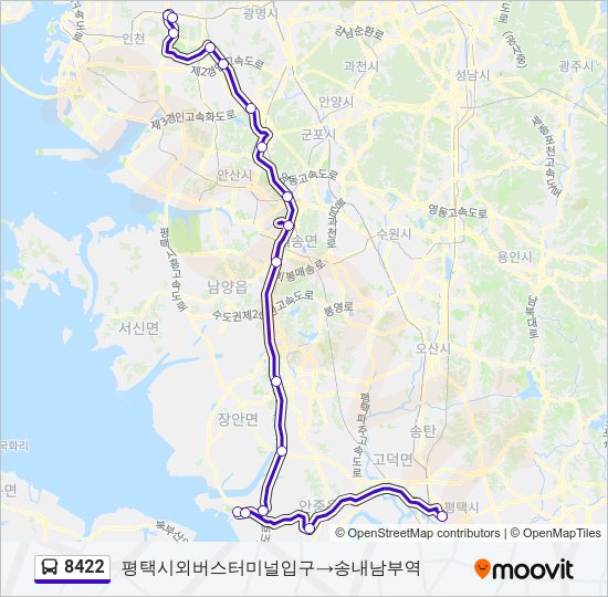 8422 버스 노선 지도