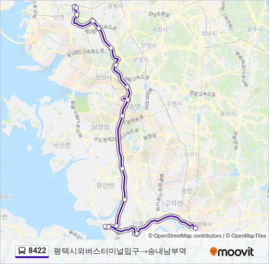 8422 버스 노선 지도
