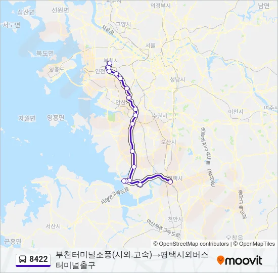 8422 버스 노선 지도