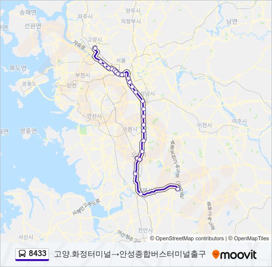 8433 bus Line Map
