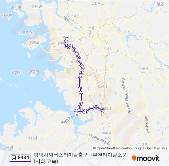 8434 버스 노선 지도