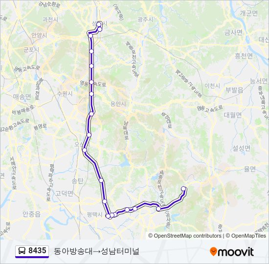 8435 버스 노선 지도