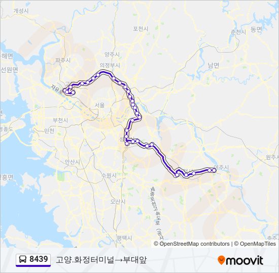 8439 버스 노선 지도