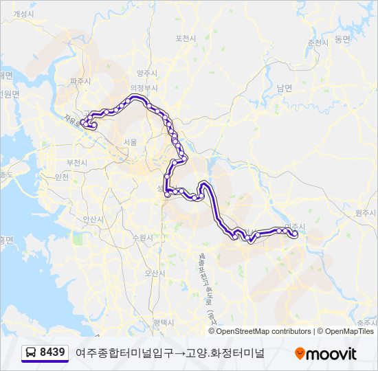 8439 버스 노선 지도