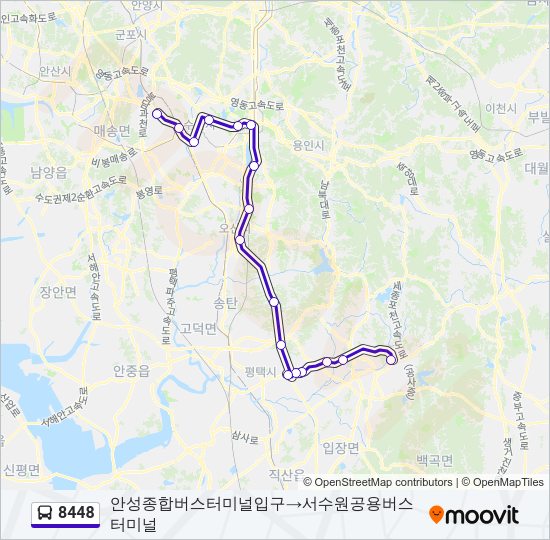 8448 버스 노선 지도
