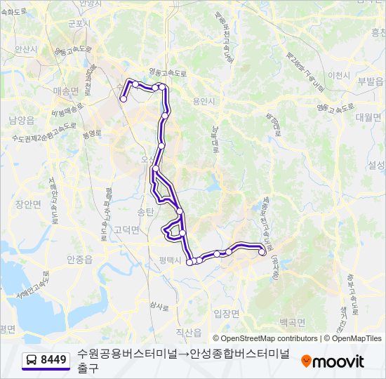 8449 버스 노선 지도