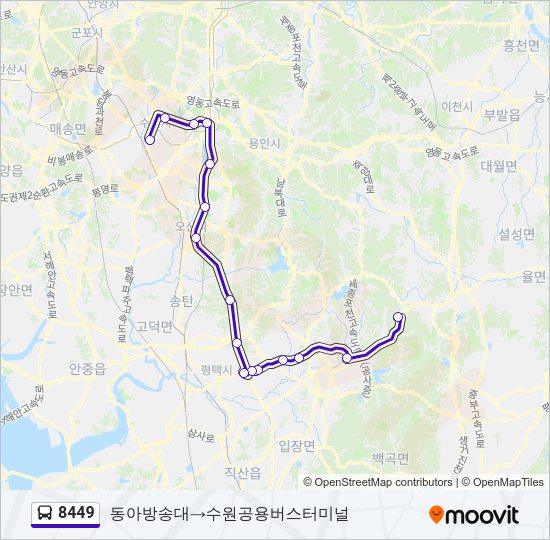 8449 버스 노선 지도