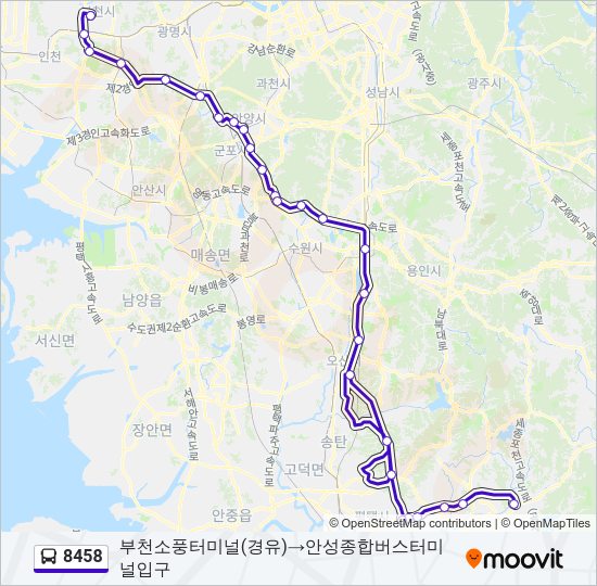 8458 버스 노선 지도