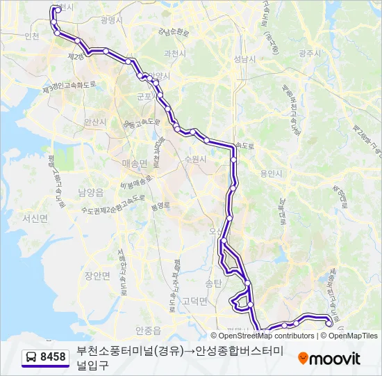8458 버스 노선 지도