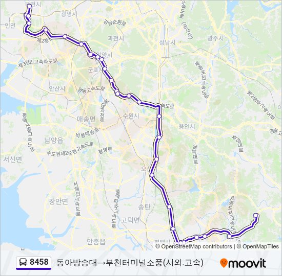 8458 버스 노선 지도