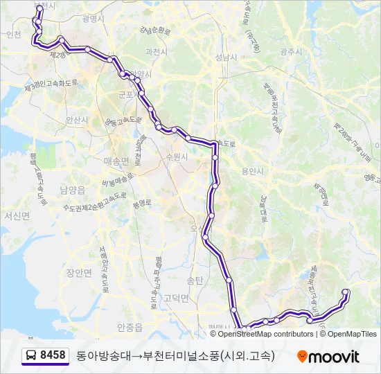8458 버스 노선 지도
