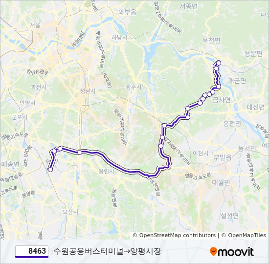8463 경로: 일정, 정거장 & 지도 - 수원공용버스터미널→양평시장 (업데이트됨) 8463 경로: 일정, 정거장 & 지도 - 수원공용버스터미널→양평시장 (업데이트됨)