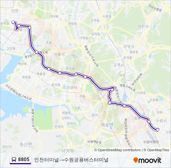 8805 버스 노선 지도