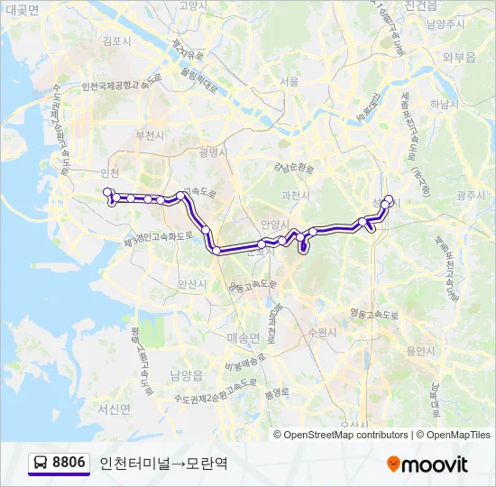 8806 버스 노선 지도